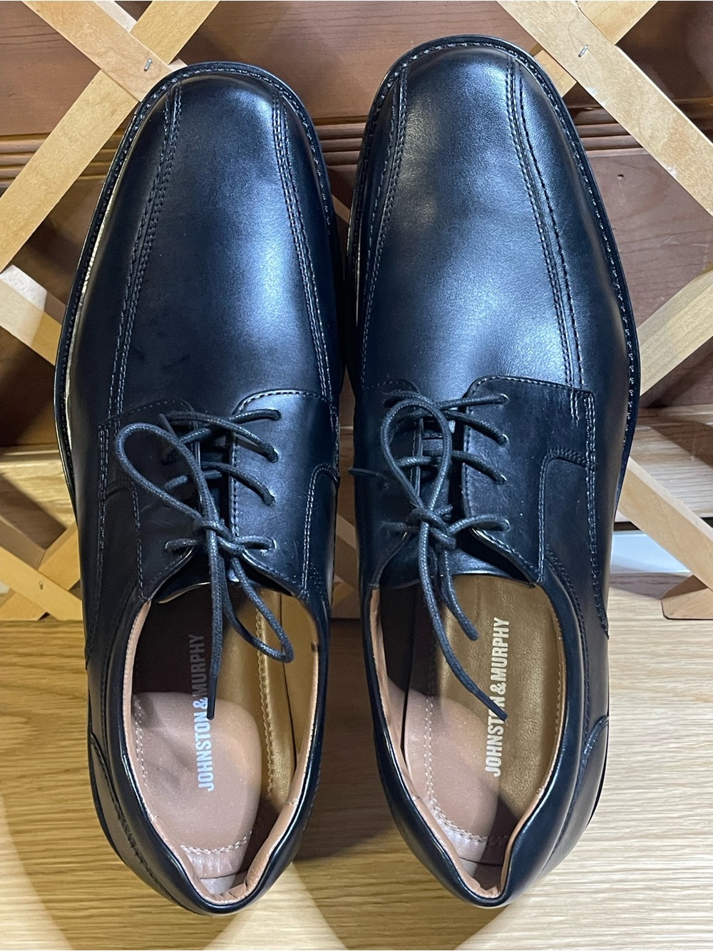 NWOT Men’s Sz 12 M Johnston & Murphy HQ BLK Leather Oxford Dress Shoes/ # 4865